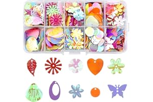 FODLON 1 Box Mixed Sequins for Crafts, Assorted Shapes Sequins for Sewing, AB Metallic Sequins, DIY Iridescent Spangles Paillettes, Loose Sequins for Arts Crafts Jewelry Clothes Making Decoration