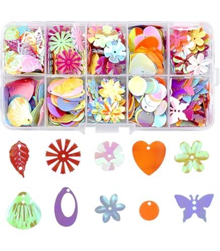 PH PandaHall 240 G De Grandes Paillettes Rondes Et Plates En PVC Pour Travaux Manuels, 8 Couleurs Avec Paillettes Pour Broderie, Points Et Décorations