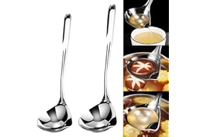 Kisbeibi 2 Stück Suppenöl-Trennschaufel, Edelstahl-Ölabscheider, Suppenlöffel, Fettabscheider, Skimmerlöffel, Fettsieb, Heißtopf, Ölfilter, Löffel, Küchenutensilien, Kochen, Fettentferner