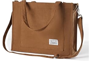 BROADREAM Cord Tasche Damen - Groß Handtasche Umhängetasche mit Reißverschluss,Schultertasche Shopper Damen Henkeltasche für Schule Einkauf Shopper Lässige täglich (XL, Khaki)