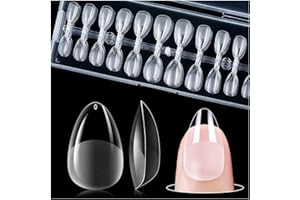 Gelike ec Unghie Finte in Gel Corto,Punte Trasparenti a Copertura Completa Punte per Unghie in Gel XS Mandorla Corta 240 Pezzi 12 Misure,Copertura Completa,per Saloni di Manicure Professionali