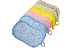 GUDEMOORE 6 Piezas Esponja Cocina,Estropajo Cocina,Antiarañazos Esponjas de Microfibra de Double Cara,Esponja Limpieza Lavable Reutilizable,para Cocina Fregar Ollas,Baño,Utensilios de Cocina