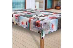 Wachstuch-Tischdecke Wachstischdecke Tischwäsche Abwaschbar Wachstuchdecke G11, Muster:Blume rot-grau, Größe:118x180 cm