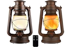 YINUO LIGHT Linterna Vintage Exteriores 2 Piezas, Farolillos Exterior con Mando a Distancia, Farol Exterior de Tormenta, Dos Modos de Linterna Alimentada por Batería, Impermeables Decorativas para Acampar, Jardín