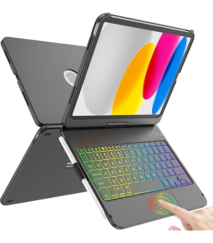 TQQ Touchpad Toetsenbord Case voor iPad 10.2 9e/8e/7e Gen, Toetsenbord Case voor iPad 9e Generatie/8e/7e Gen-360° Draaibare Beschermhoes met Potlood Houder (Grijs