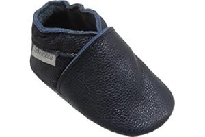 Bemesu Lederpuschen Baby Krabbelschuhe Hausschuhe Mädchen Junge Kinder Lauflernschuhe aus Leder 0-24 Monate