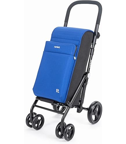 Carlett - Classic Duo Lett430 | Opvouwbare winkelwagen | 4-wielige supermarktkar | Verstelbaar stuur en veiligheidsrem | Uitbreidbare tas 53L isothermische tas 10L | Zwart