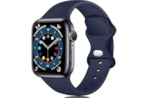 Epova Silicone Strap Compatible with Apple Watch Strap 40mm 38mm 41mm, Replacement Straps for iWatch SE Series 9 8 7 6 5 4 3 2 1, Dark Blue, Small