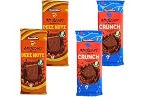 Feastables Chocolate Bar - Mr Beast Bar Combo Pack | Crunch 60g x2 & Deez Nutz 60g x2