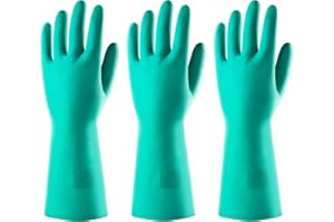 ThxToms Chemikalienschutzhandschuhe Gegen Öle Säuren & Lösungsmittel,abriebfest, resistent-Entspricht DIN EN 388 & 374,Wasserfeste Nitrilhandschuhe(3 Paar) M