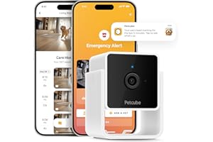 Petcube Cam Wi-Fi Pet and Security Camera with Phone App, Cats and Dogs Monitor with 2-way Audio and 1080p HD Video, Night Vision, and AI Alerts