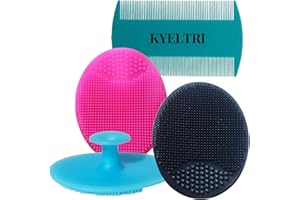 Cradle Cap Treatment for Baby Including 3 Kyeltri Silicone Cradle Cap Brushes & Fine Tooth Cradle Cap Comb