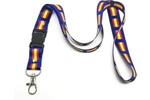 Tarja 73 Lanyard con Llavero Extraíble, BANDERA de ESPAÑA PEQUEÑA, Cinta de Cuello España, Cuelga Llaves, Lanyard Azul Marino