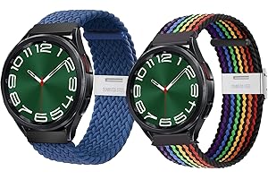 elfofle Nylonowy pleciony pasek 20 mm, kompatybilny z Samsung Galaxy Watch 6 / Watch 5 Pro / Watch 4 40 mm / Galaxy Watch 6 Classic 43 mm / LET, miękki, rozciągliwy, zapasowy pasek do Huawei Watch GT3