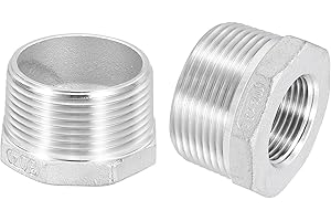 QUARKZMAN 2Pcs 1-1/4" Macho A 3/4" Hembra NPT 304 Acero Inoxidable Reductor Hexagonal Bushing, Adaptador De Tubería De Fundición Reductor Para Sistemas Industriales, Petróleo/Gas, Agua