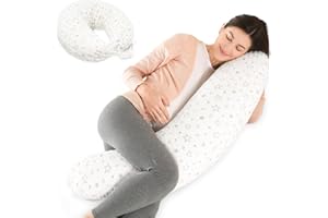 Lannvan Cojin Lactancia Bebe y Almohada Embarazada XXL - Cojín de Lactancia Embarazo - Almohada Lactancia para Dormir y Alimentar con Funda de Terciopelo Extraíble y Lavable - Blanco