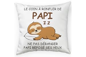FLYWIND Cadeau Noël pour Grand-Pères, Cadeau Papi Housse de Coussin Décorative Personnalisé 45x45cm Paresseux Cadeaux Drôle Humour pour Anniversaire Fête des Pères Noël