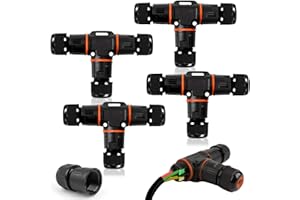AOBOPLE 4 Stück Kabelverbinder Wasserdicht IP68, T-Form Verteilerdose Klemmdose Kabelverbinder Wasserdicht 3-polig Erdkabel Verbindungsmuffe für Ø3-12 mm Kabeldurchmesser, Acrylnitril-Butadien-Styrol