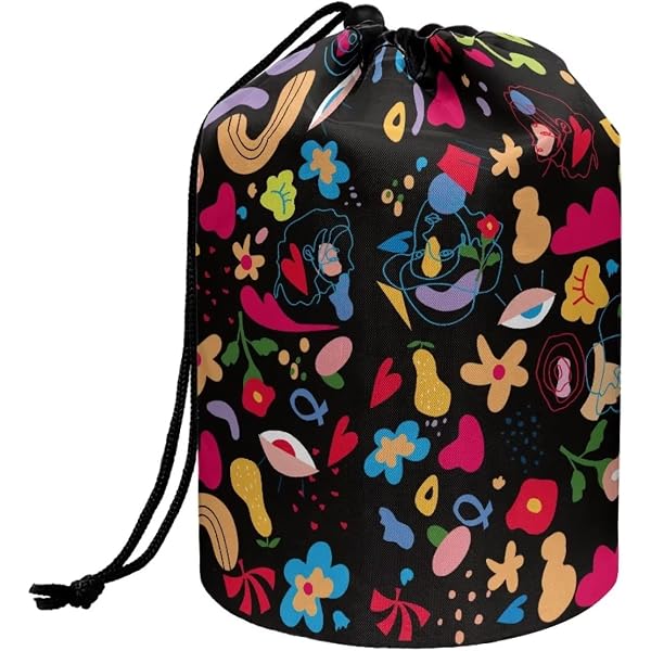 INVODA Kosmetiktasche Mit Kordelzug, 4-teilig – Faltbar, Wasserabweisend, Mit Netzfächern, Für Reisen & Alltag, Rosa