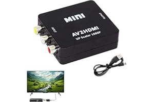 NOENAENI 1Pcs RCA to HDMI Converter, 1080P AV to HDMI Converter with USB Power Cable, Composite CVBS AV to HDMI Video Audio Adapter for PS2/3 Wii Xbox N64 VHS VCR DVD PC TV Camera, Supporting PAL/NTSC