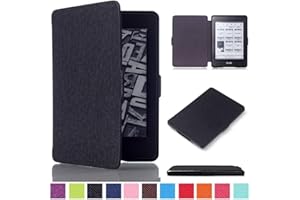 MOKASE Case Compatible with 6" Kindle Paperwhite (Fits 2012,2013,2015,2016 Version), Model NO: EY21 / DP75SDI, PU Leather Hard Case Protective Case Cover with Smart Wake/Sleep Funtion, Black