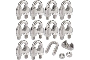 ASWEWAMT 10 Pcs M4 Wire Rope Clip Cable Clamp 304 Stainless Steel Heavy Duty U Bolt Saddle Fastener for Ø 4 mm Rigging Rope and Tension Cable Garden Wire Ropes