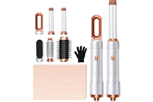 OKWRAP Airbrush Magic Styler Airstyler Set Hair Styler 6 in 1 Hair Dryer Brush with Curl, Straighten, Volumise, Smooth and Hairdryer Brushes for Styling, Hot Hair Styler for All Hair Type/Length