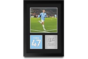 HWC Trading Phil Foden Manchester City Gifts Printed Signed Autograph Picture for Football Fans and Supporters - A4 Portrait Framed