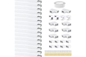 ANOMAT Cable Trunking White 6m Kit – 15 x 40cm Self Adhesive Wire Hider with Connectors – Paintable PVC Cable Management Raceway for Wall TV Home Office