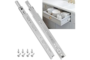 SHUHANG Glissiere pour Tiroir Avec Amortisseur Coulisse Tiroir 45kg Capacité de Charge Avec Roulement à Billes 200 250 300 350 400 450 500 550 600 mm Extension Complète, montage latéral 1 paire
