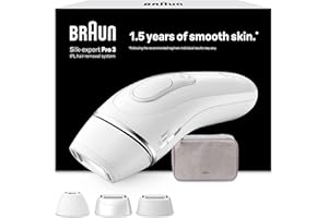 ‎BRAUN Braun IPL Silk·expert Pro 3 – IPL Geräte Haarentfernung, Dauerhafte und Schmerzfreie Haarentfernung für Zuhause – inkl. Etui, 3 Aufsätze, Designed In Germany – PL3230, Weiß/Silber
