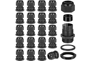 Zocipro 20Pcs Pressacavo M20, Regolabile IP68 6-12mm Connettori Impermeabili, Pressacavi Elettrici Impermeabile Nero per Esterno, Giardino, Scatola di Derivazione