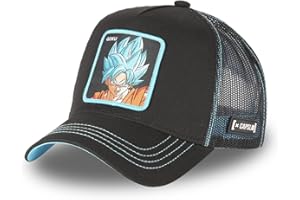[ X ] CAPSLAB Męska i damska czapka Dragon Ball Super, czapka Trucker, Sangoku, bez deformacji i wygodna, czarna, niebieska, pomarańczowa, rozmiar TU, czarny, rozmiar uniwersalny