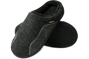 OTIEMU Kapcie męskie z pianką z pamięcią kształtu, ciepłe pluszowe pantofle z podszewką, antypoślizgowe, gumowe podeszwy, do użytku wewnątrz i na zewnątrz