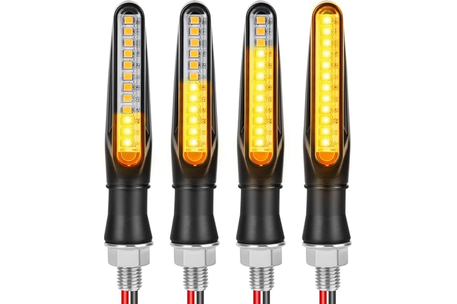 URAQT 4pcs Motorcycle Indicators, Flowing Mode Turn Signal Lights, Motorcycle Turning Indicators, 12V 12 LED Universal Waterproof for Scooter Quad Cruiser Off Road