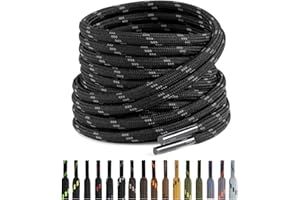 Puzeam 2 Paire Lacets Ronds pour Bottes, Lacets Résistants et Durables pour Chaussures de Travail, Chaussures de Randonnée, Chaussures de Sécurité