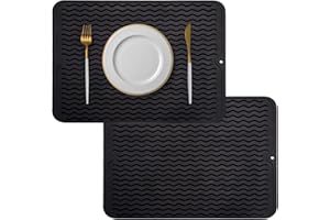 ‎PIASHOW 2 Stück Abtropfmatte aus Silikon, 40 x 30 cm Geschirrmatte, umweltfreundlich, hitzebeständig und rutschfest Geschirr Trockenmatte Dick für die Küche für optimalen Wasserablauf, Silikonmatte Ablage