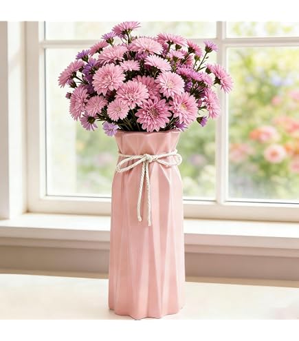 Vase Rose En Céramique 20 Cm - Petit Vase Décoratif Moderne Pour Fleurs