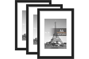 upsimples 3 Pack Bilderrahmen A4, Bilderrahmen Kinderzeichnungen A4，Picture Frame Schwarz für Fotos, Bilder, Poster