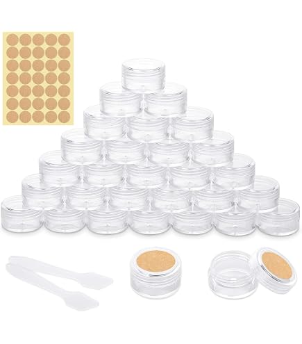 Lot De 105 Pots En Plastique Transparent 5 Ml Avec Couvercle Bleu - Mini Pots Pour Cosmétiques, échantillons, Ongles