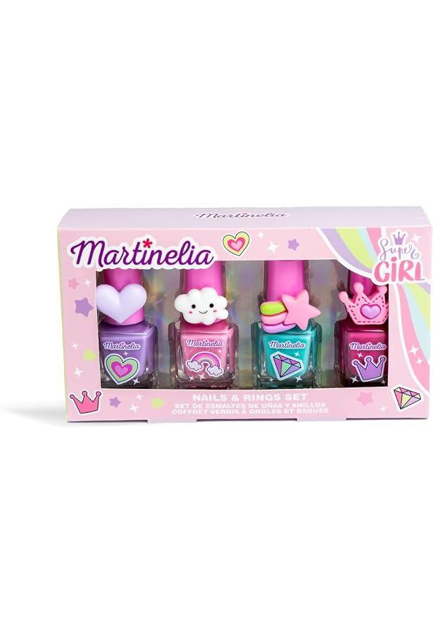 MARTINELIA Meerjungfrau Nagellack-Duo – Wasserbasierter Nagellack Für Kinder, Rosa & Blau, Ungiftig