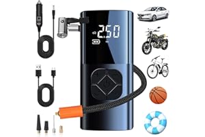 PROCHOSEN Compresseur d'air portatif de gonfleur de pneu, 150psi et pompe à air portative de 25000mah pour des pneus de voiture avec le manomètre de pneu, compresseur d'air portatif rapide de gonfleur de pneu d