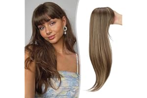 DYBEAUTYHAIR Clip in Fringe 18 Inch Hair Toppers for Women with Thinning Hair Clip in Bangs Long Layered Synthetic Toppers Hair Pieces for Women Fiber Wiglets Ladies (22H10, 18 Inches)