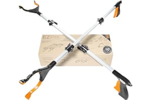 EZPIK Pinze Magnetiche 90cm per Afferrare Oggetti Difficili da Raggiungere per Anziani e Disabili – Raccogli Foglie da Giardino con Calamita Telescopica – Bastone Telescopico per Rifiuti (2 Pezzi, Argento)