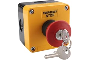 BAOMAIN Interrupteur à bouton d'arrêt d'urgence avec clé, 1NO 1NC 10A 660V, interrupteur d'urgence avec boîte