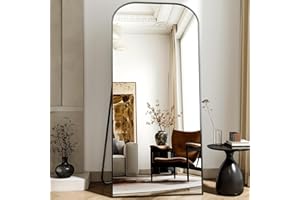 ‎BEAUTYPEAK BEAUTYPEAK Standspiegel 171x76 cm, Minimalistische Rahmen Ganzkörperspiegel frei stehend, leicht Spiegel in voller Länge Aufhängen an der Wand horizontal oder vertikal für Schlafzimmer Schwarz