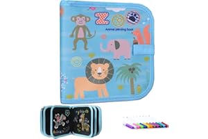 WEIGAV Dibujo Portátil para Nios, Pizarra de Escritura, Juguetes de Dibujo Reutilizables para Nios, 12 Lápices de Colores con Dibujos de Graffiti, 14 Páginas