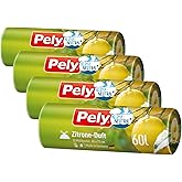 Pely Zugband Müllbeutel mit Zitronen Duft - klimaneutralisiert durch Kompensation, Vorteilspack (4 x 10 Stück), gelb, für die