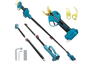 PANTHEM Sécateur électrique sans fil 2 en 1 - Barre télescopique pour Makita 18 V - Moteur sans balais - Scie d'élagage électrique - Ciseaux LCD pour tailler les arbres fruitiers (sans batterie ni chargeur)