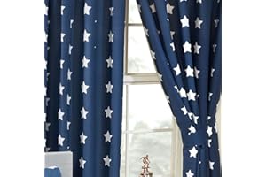 Price Right Home Navy Blue and White Stars Kids Bedroom Range - Duvet Cover Set, Fitted Sheet Set & Curtains Available (72" Curtains)